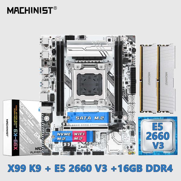 MACHINIST X99 K9 X99 carte mère LGA 2011-3 Combo avec processeur Xeon E5 2660 V3 et Kit de mémoire RAM DDR4 16 go