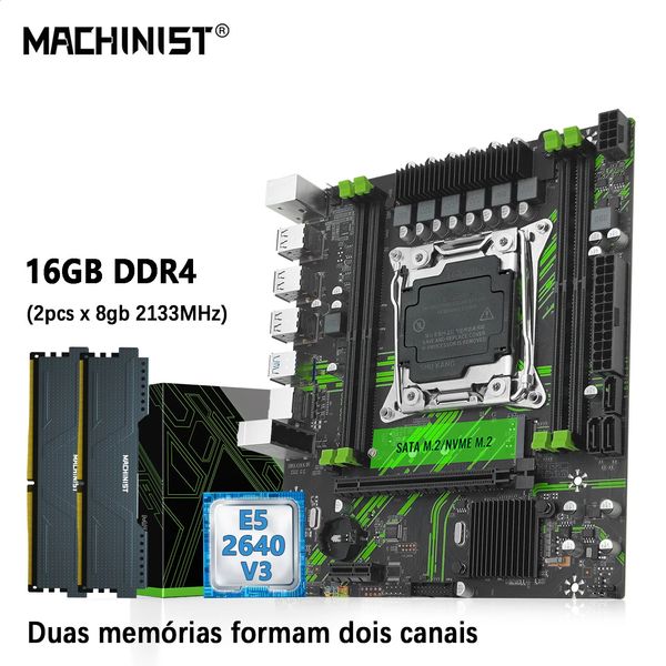 Machiniste x99 Motherboard Combo Xeon E5 2640 V3 Kit CPU LGA 20113 28 GB16GB DDR4 RAM PARTENCE NVME SATA M2 USB 30 PR9 240326