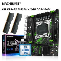 MACHINIST X99 Kit de carte mère avec processeur LGA 2011-3 Xeon E5 2680 V4 et DDR4 16GB 2*8G ordinateur de bureau de mémoire Combo X99 PR9 240307