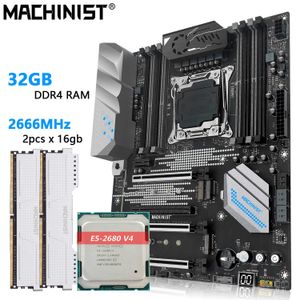 MACHINIST X99 MR9S X99 kit de carte mère combo LGA 2011-3 avec processeur Intel Xeon E5 2680 V4 et DDR4 32GB 2666MHZ RAM mémoire ATX