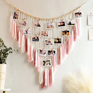 Macrame katoenen muurhangend handgeweven wandtapijt met houten kraal 105 * 80 cm chique kwastjesslinger kinderkamer decor boho wanddecoratie 240113