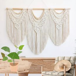 Macramé tissé à la main bohème coton corde Boho tapisserie décor à la maison blanc crème tenture murale décoration Art tapisserie 240111