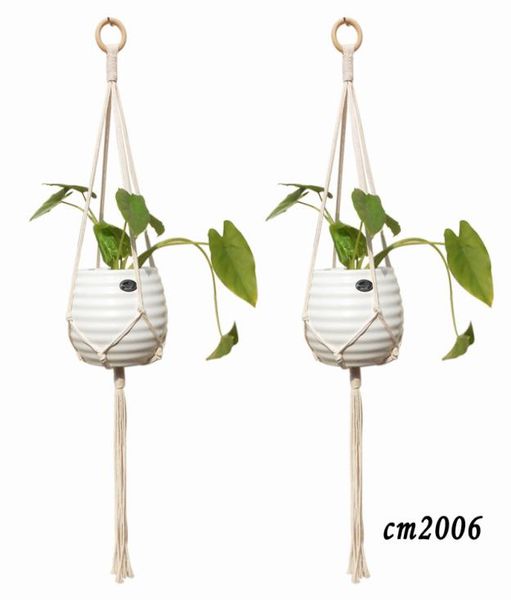 Planta de macrame colgador de algodón hecho a mano soporte de cáncer de flores colgantes colgantes colgantes de pared al aire libre decoración del hogar9745115