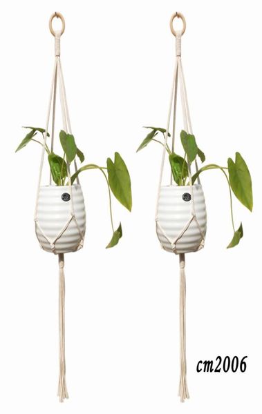 Planta de macrame colgador de algodón hecho a mano soporte de caña de colgantes canasta colgante colgantes de pared al aire libre boho decoración del hogar7147733