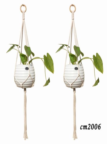 Colgador de planta de macrame plantilla de algodón hecha a mano soporte de cáncer de mapa de flores colgantes colgantes de pared al aire libre boho decoración del hogar6125571
