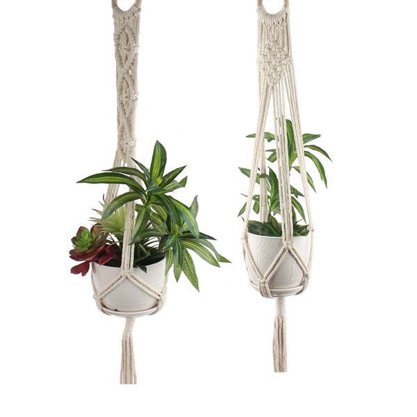 Colgador de macramé para plantas, colgadores de pared para interiores y exteriores, hermosa decoración para el hogar, soporte para maceta, cesta, cuerda de algodón con cuentas, 10 Uds.