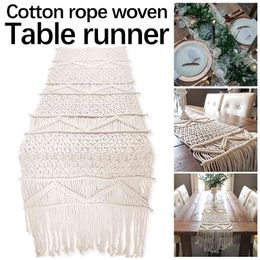 Macrame tabel runner met kwasten bohemian geweven bruiloft decoratie handgemaakte home decor 210628