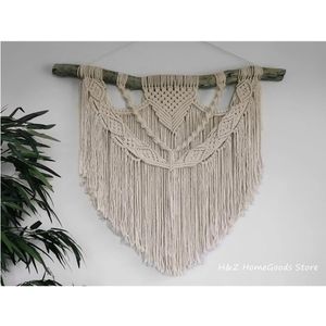 Macramé Tenture murale Boho Décor Bohème Fibre Art Moderne Maison Côtière Maison de Plage Style Sud-Ouest Tapisserie de Fil Minimaliste 240117