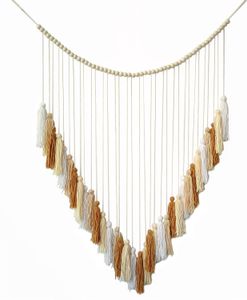 Macrame muurbehang Boho muur decor grote Boheemse kwast slinger muur hangende decor met houten kralen 1224587