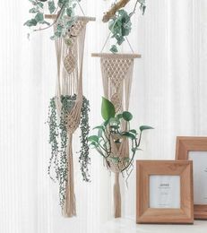 macrame muurhangende planter hangers luchtplant hanger houder balkon decoratie muurplanter pot geweven mand bohemian makrama 2109447775