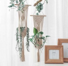 Macrame Wall Hangende Planter Hangers Luchtplant Hanger Hanger Hanger Balkon Decoratie Wall Planter Pot geweven mand Bohemian Makrama 2108655372