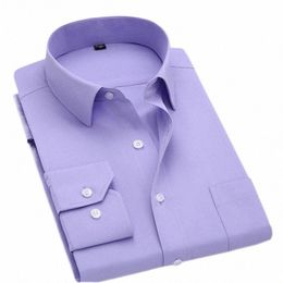Macrosea Chemises solides pour hommes de style classique Lg Sleeve Chemises décontractées pour hommes Confortables et respirants Vêtements de bureau pour hommes F1AS #