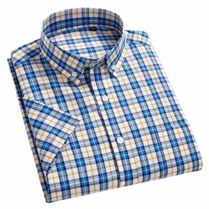 Macrosea été à manches courtes chemises à carreaux Fi hommes Busin chemises décontractées formelles 100% Cott Slim Fit chemises de grande taille S-8XL O7oy #