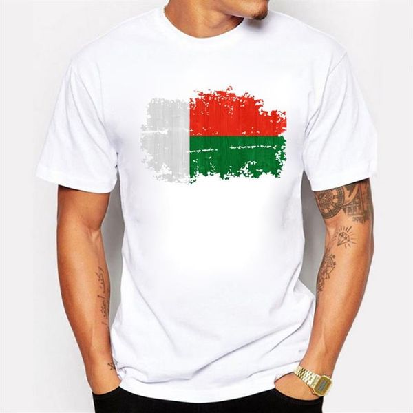 Madagascar drapeau hommes T-shirts à manches courtes col rond couverture en coton T-shirts Swag été mode drapeau National T-shirts Men2420