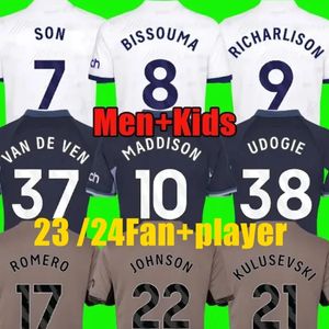 Tottenham voetbalkleding MADDISON SON voetbalshirts KULUSEVSKI RICHARLISON KULUSEVSKI ROMERO VELIZ VAN DE VEN BISSOUMA Tottenham voetbaltenue Heren kinderen