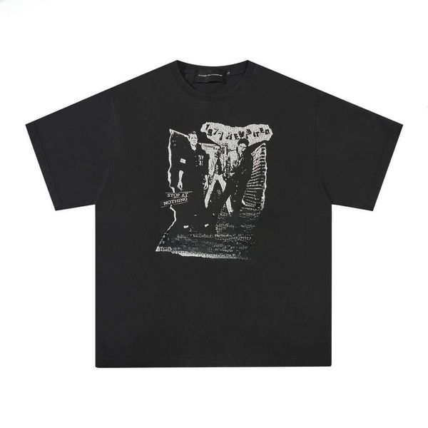 Fabriqué une bande de rock à imprimé de rue à la mode extrême lavée Old Summer 2024 T-shirt à manches courtes pour hommes Brand de Chine 810