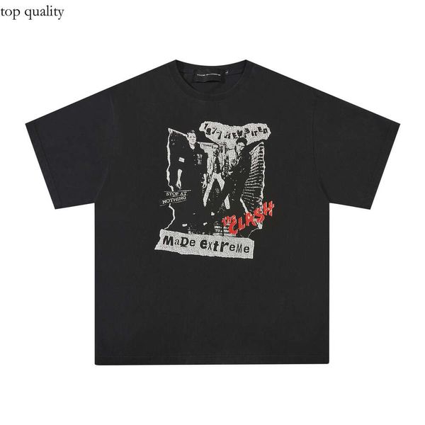 Made Extreme Trendy Street Print Rock Band lavé Old Summer 2024 T-shirt à manches courtes pour hommes Brand de Chine 675