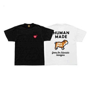 Made Human Pocket Love Back Dog Bulldog Korte Mouw T-shirt Slub Katoen Dag Tij Veelzijdig
