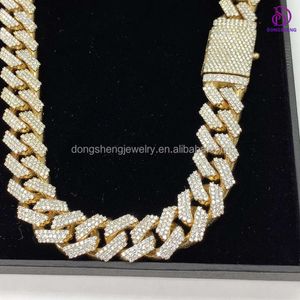 Gemaakt in China Luxe sieraden Cubaanse ketting 925 Zilver 18K Goud 18 mm 20 mm Iced Out VVS Moissanite Hip Hop