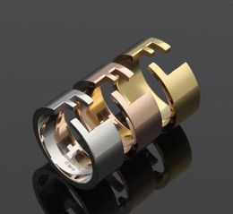 Hecho en Italia 8 mm Diseñador de grabado original Tamaño abierto F Anillo Extravagante Gold Sier Rose Rose Añada de acero inoxidable Rings Mujeres Men Wedding Lady Jewellry 6 7 8 9