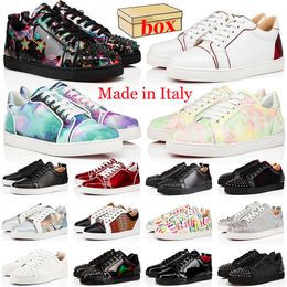 Gemaakt in Italië Rode bodems Casual schoenen Platform Luxe designer sneakers Vintage heren Dames Spikes Low-Top leer CL Merk bodemloafers met doos