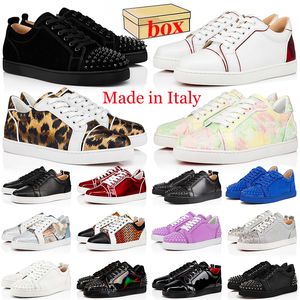 Fabriqué en Italie Red Bottoms Chaussures décontractées plate-forme de luxe Designer Paris baskets Vintage Men Femmes Spikes Logles de fond de marque en cuir bas avec Taille 47