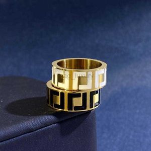 Gemaakt in Italië Designer F Ring Extravagant emaille hol Goud Zilver Roos Roestvrij staal letterringen zwart wit Dames heren bruiloft Sieraden Dame Feestcadeaus 6 7 8 9sss