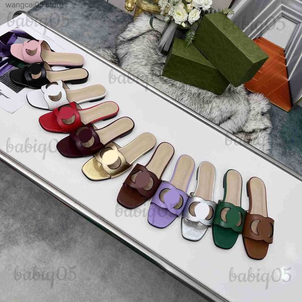 Zapatillas entrelazadas para mujer hechas en Italia, sandalia deslizante recortada G, zapatos planos sexis de piel de becerro para mujer, zapatos de moda recortados 35-42 babiq05