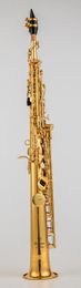 Fabriqué au Japon 875 Saxophone Soprano droit en laiton Bb B Saxophone plat Saxophone à vent Instrument à vent en coquille naturelle motif sculpté 00