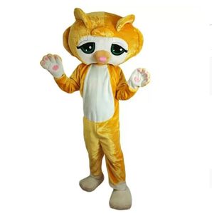 Faire de belles costumes de mascotte de chat jaune pour adultes Circus de Noël Halloween Outfit costume fantaisie pour l'événement de fête d'Halloween