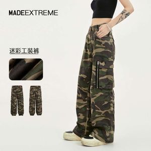 Madeextreme American Street Star Broidered Lettre Zipper Pantalon de jambe de jambe droite Pantalon Camo pour hommes et femmes