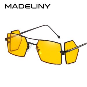 Madeliny mode vrouwen vierkante zonnebril merk ontwerp metalen frame persoonlijkheid 2018 nieuwe zwarte gele eyewear oculos ma272