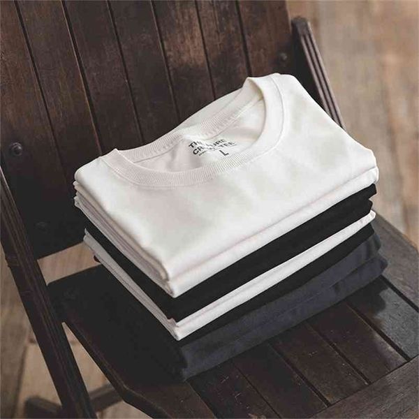 MADEN 2 pièces T-shirt homme à manches courtes col rond noir blanc coton t-shirts hommes Version régulière solide vêtements 210716