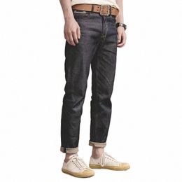 Maden Colored Cott Denim Jeans 13.8oz Vintage Amekaji Style Raw Jeans pour hommes taille moyenne pantalon surdimensionné 501 rouge blanc grainé u7VE #