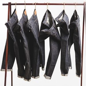 MADEN Mens 15oz Raw Selvedge Denim Jeans Regular Straight Fit Style japonais Jeans non lavés 201123