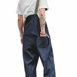 maden Unisex Denim Overalls Vintage Jumpsuits Baggy Navy Deck Overalls voor Vrouwelijke Mannelijke Wijde pijpen Oversize Jeans Paar Kleding 427N #