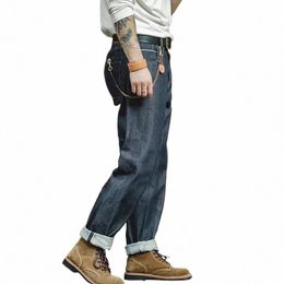 Maden Vintage Denim Jeans Wed Pantalones rectos Cintura media para hombres 13.5 Oz Peso pesado Indigo Seage Jeans Bolsillos de doble capa j87L #