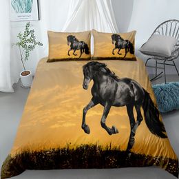 Madly paarden 3d beddengoed set King Queen dubbele volle twin single size dekbedoverkapkussenkussen beddenset beddenset