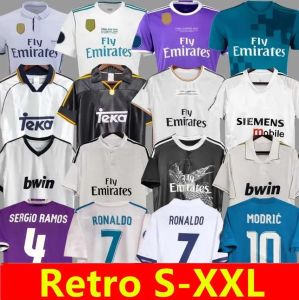 Madrid Retro Reals Madrid fans voetbalshirts voetbal T Shirts Guti Ramos Seedorf Carlos 13 14 15 16 17 18 Ronaldo Zidane Raul 00 01 02 03 03 04 05 Finale Kakaf Reals