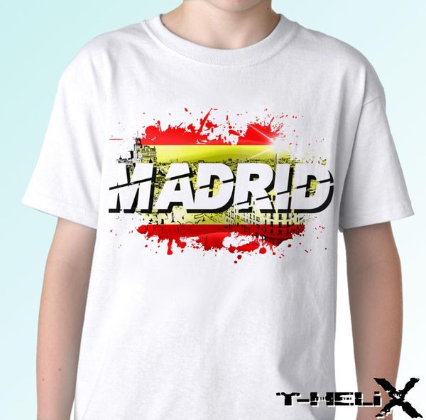 Madrid White T-shirt Top Espagne Flag Design Mens Womens Cool Casual Pride T-shirt Men Unisexe Nouveau Tshirt de mode lâche3537580