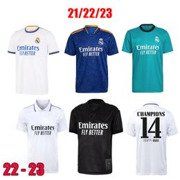 Madrids 21 22 23 2023 Benzema voetbalshirts Alaba Camavinga Asensio Casemiro Vini Vini Vaerde Modric Courtois Hazard Real Football Uniforms Shirt