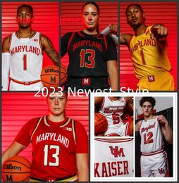 Mady Traore 2023 Uniforme Maryland Basketball Jersey Custom Stitched Mens Youth 22 J.Geronimo 12 Jamie Kaiser Jr. 4 Braden Pierce Maryland Terrapins Jerseys