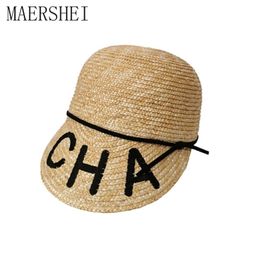 Maershei Sun Hats For Women Equestrian Hats Visor Sobrero Straw hoed met Bow Summer Hat For Women Beach Cap T200602