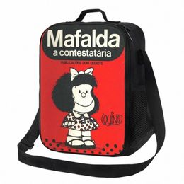 Mafalda a ctestataria Sac à lunch isolé pour femmes quino comic manga cool thermal bento box kids écoliers school y2eq #