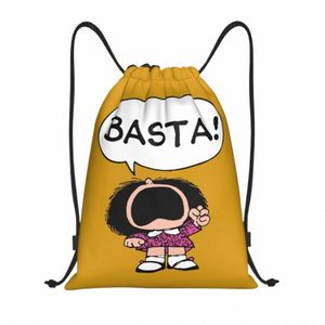 Mafalda Basta Drawstring Backpack Bags Men Women Lichtgewicht Quino Argentinië Carto Gym Sports Sackpack Sacks voor reizen Z65T#