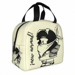 Mafalda Carto Sac à lunch isolé Grand déjeuner Ctainer Sac isotherme Fourre-tout Boîte à lunch École Pique-nique Bento Pouch p5Xb #
