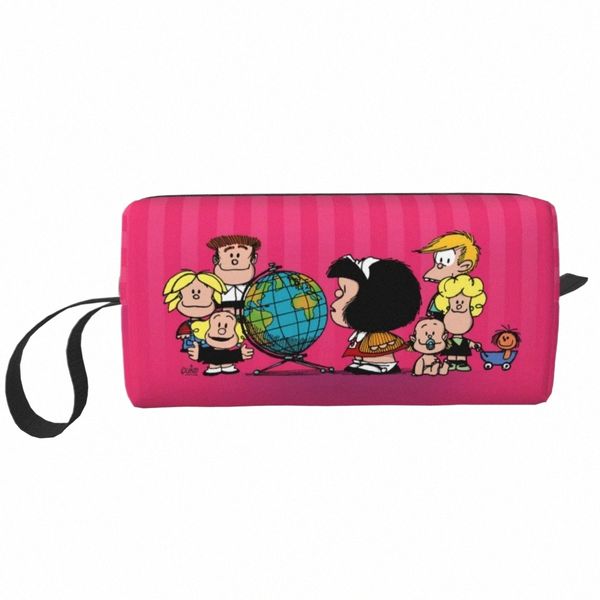 Mafalda Friends Sac de maquillage Femmes Voyage Cosmétique Organisateur Mignon Quino Comic Carto Rangement Sacs de toilette Dopp Kit Box Case T1aP #