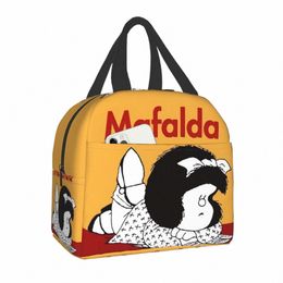 Sac à lunch isolé Mafalda pour pique-nique extérieur argentin comics de quino résolu thermique refroidisseur bento box women kids 22jf # #