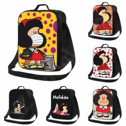 Mafalda Sac à lunch Sac de repas isolé Carto Imprimer Boîte à lunch portable pour le travail scolaire Pique-nique Fourre-tout Ctainer pour garçons filles l5Ar #
