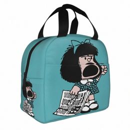 Mafalda Protestant Sac à lunch isolé grand repas Consulter Coiner Bag Tote Tote Box Office Picnic Food Sac W5qu #